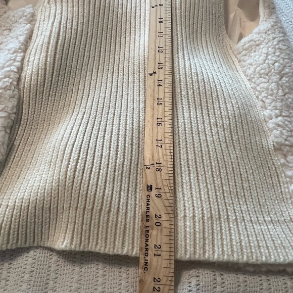 #3299.  A.N.A Cream Faux Sherpa/Ribbed Knit Vest w/ Draped Pointed Collar Size M - Picture 9 of 9